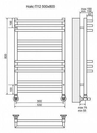 Нойс П12 500х800 Полотенцесушитель  TERMINUS Новороссийск - фото 3