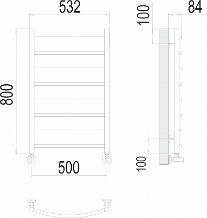 Классик П8 500х800 Полотенцесушитель  TERMINUS Новороссийск - фото 3