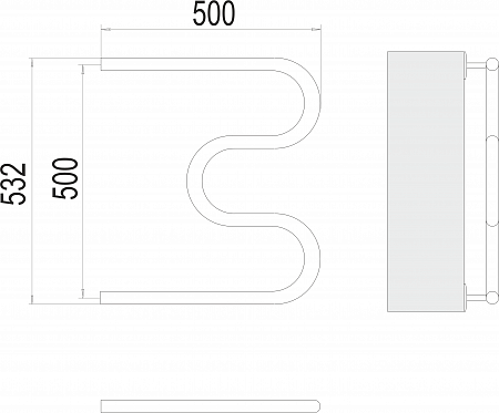 М-обр AISI 32х2 500х500 Полотенцесушитель  TERMINUS Новороссийск - фото 3