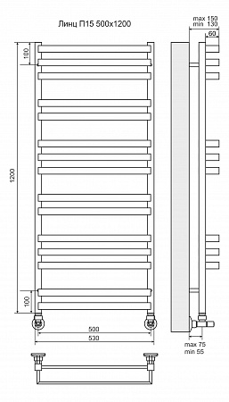 Линц П15 500х1200 Полотенцесушитель  TERMINUS Новороссийск - фото 3