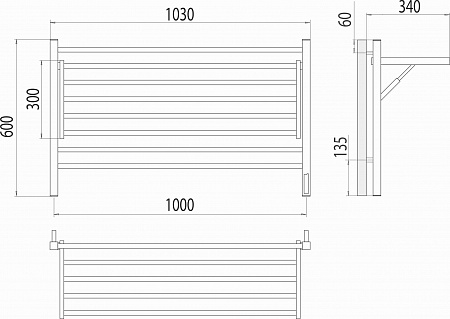 Горизонт П8 1000х600 электро КС ЧЕРНЫЙ МУАР (sensor quick touch) Полотенцесушитель TERMINUS Новороссийск - фото 5